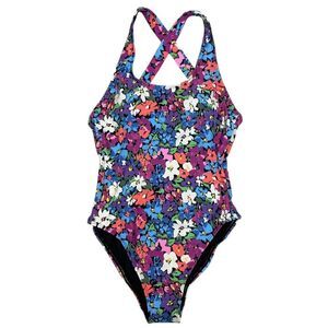 Andie Floral One Piece Swimsuit - Multicolor EUC Blue Low Back